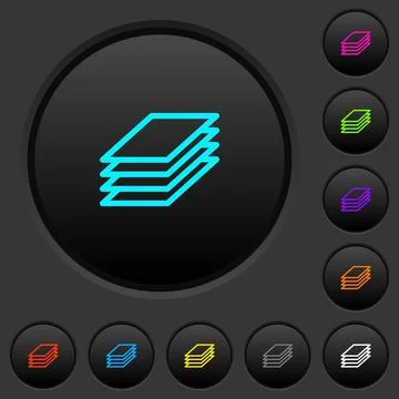 Printing papers dark push buttons with color icons Stock Illustration