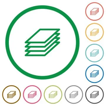 Printing papers outlined flat icons Stock Illustration