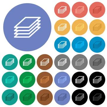 Printing papers round flat multi colored icons Stock Illustration