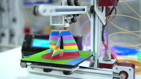 Printing part on 3D Printer Stock Footage 84273420