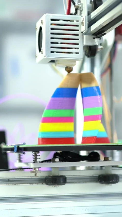 Printing part on 3D Printer Stock Footage 248893734