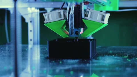 Printing a part from plastic 3D printer. Modern technologies. Stock Footage 156062995