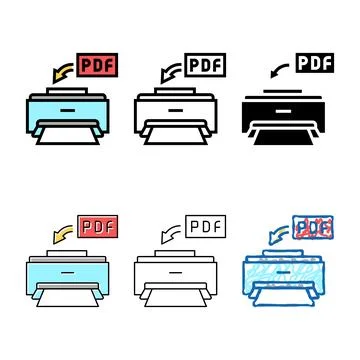 Printing pdf file color variations icon vector Stock Illustration