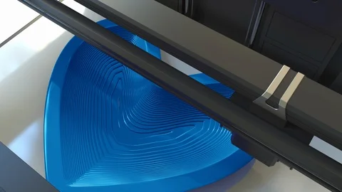 Printing plastic blue heart shape with a 3D printer, time-lapse animation Stock Footage 86866763