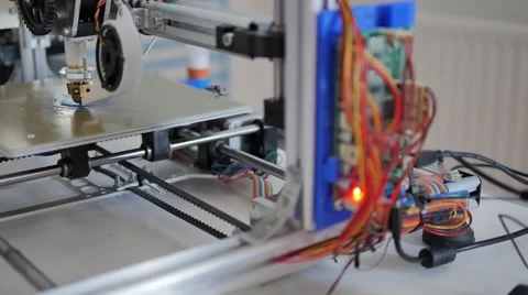Printing with Plastic Wire Filament on 3D Printer Video stock 56324703