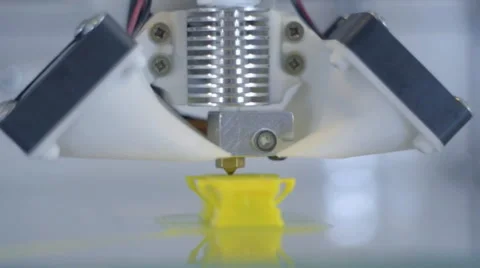 Printing with Plastic Wire Filament on 3D Printer Stock Footage 67609203