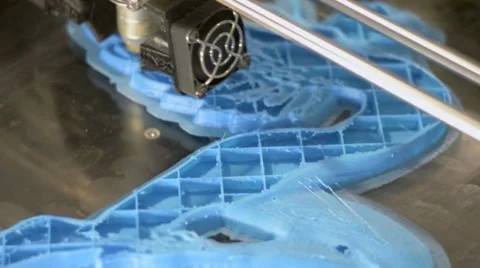 Printing with Plastic Wire Filament on 3D Printer Stock Footage 67610089