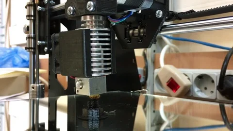 Printing with Plastic Wire Filament on 3D Printer Stock Footage 73417903