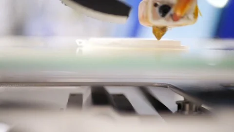 Printing with Plastic Wire Filament on 3D Printer. 3D plastic printer, 3D Stock Footage 81223341