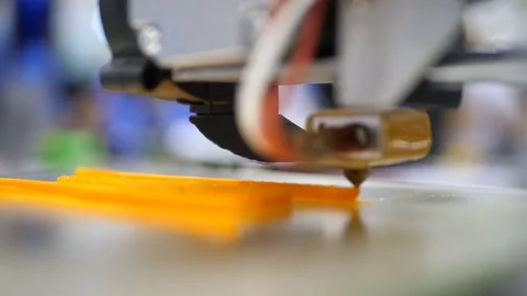 Printing with Plastic Wire Filament on 3D Printer. Automatic three dimensional Stock Footage 81227773