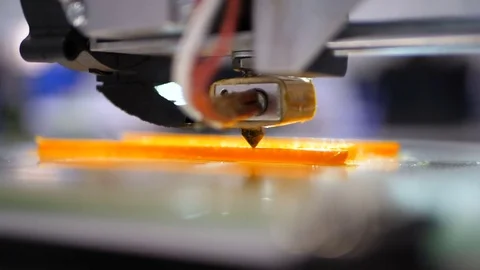 Printing with Plastic Wire Filament on 3D Printer. Automatic three dimensional Stock Footage 81227970
