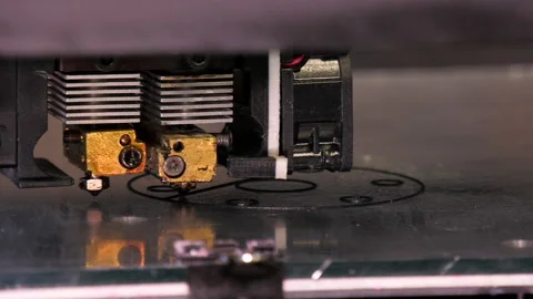Printing with Plastic Wire Filament on 3D Printer Stock Footage 162556646