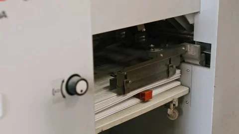 Printing polygraph industry - folding machine and conveyer Stock Footage 74204847