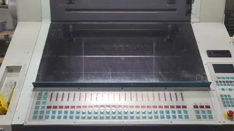 Printing Press Equipment in Industrial Workshop Stock Footage 330777763