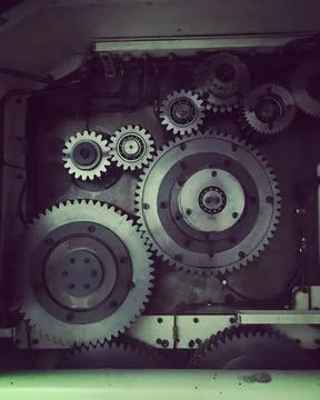 Printing press industrial cogs Stock Photos