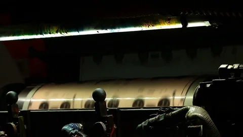 Printing press ink roll Stock Footage 77053152