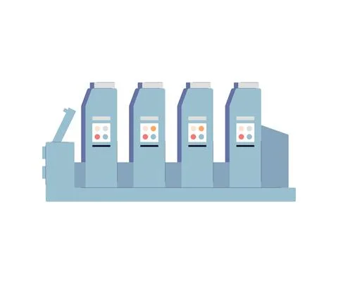 Printing press for printhouse or polygraphy flat vector illustration isolated. Ilustración de archivo