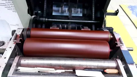 The printing press is printing Stock Footage 154169519