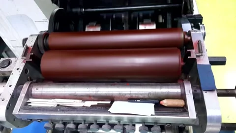 The printing press is printing Stock Footage 154169597