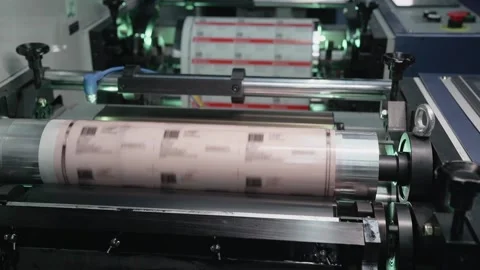 Printing press in a printing house, rotating shaft Stock Footage 155457828