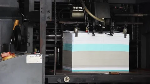 The printing press prints posters Stock Footage 196595671