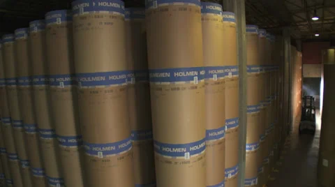 Printing Press Rolls of Paper 2 Stock Footage 30230584