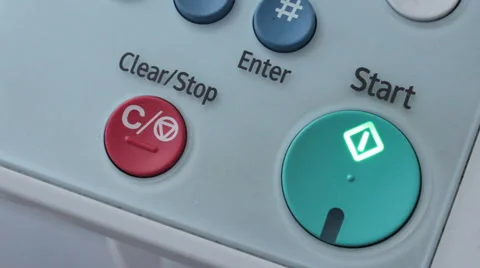 Printing of printer with officer is pressing select button print Stock Footage 45398206