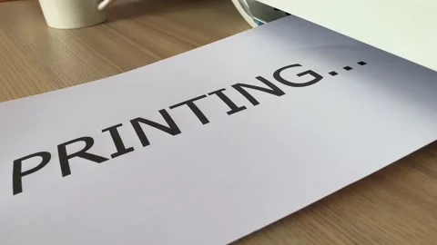 Printing “PRINTING” text written message word on paper sheet A4 document Stock Footage 181138248