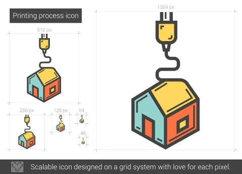 Printing process line icon Stock Illustration