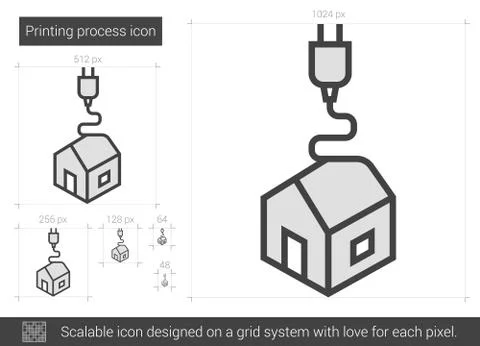 Printing process line icon Stock Illustration