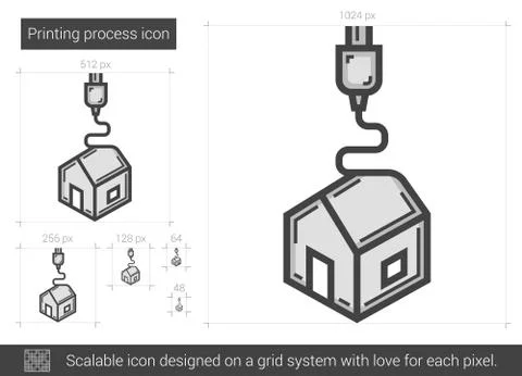 Printing process line icon Stock Illustration