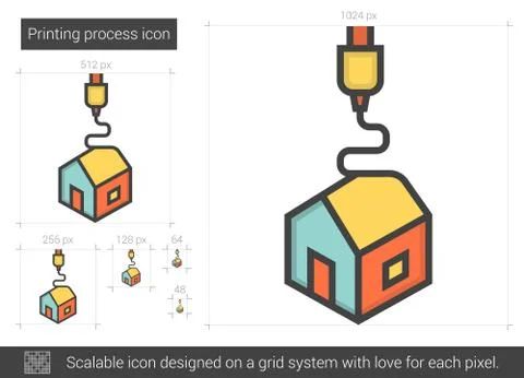 Printing process line icon Stock Illustration