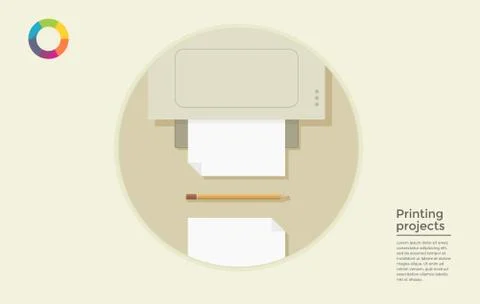 Printing project in circle Stock Illustration