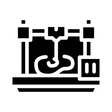 Printing prostheses on 3d printer glyph icon vector illustration Illustrazione stock