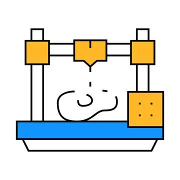 Printing prostheses on 3d printer icon color illustration Illustrazione stock