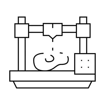 Printing prostheses on 3d printer line icon vector illustration Illustrazione stock