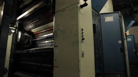 Printing Rollers Spinning in Factory Stock Footage 113016647