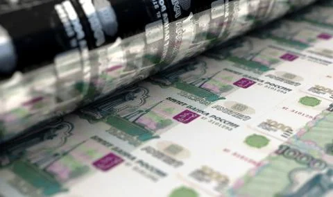 Printing Russian Ruble Notes イラスト素材