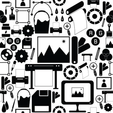 Printing seamless pattern background icon. Stockillustratie