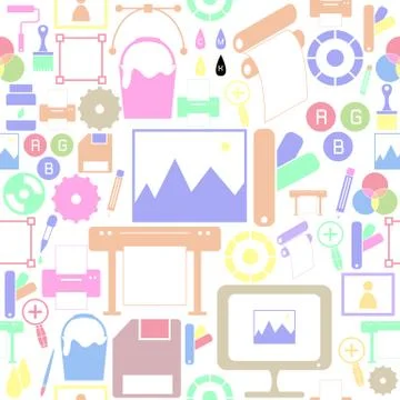 Printing seamless pattern background icon. Stockillustratie