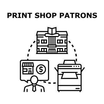 Printing services process with customer and institution Ilustração Stock