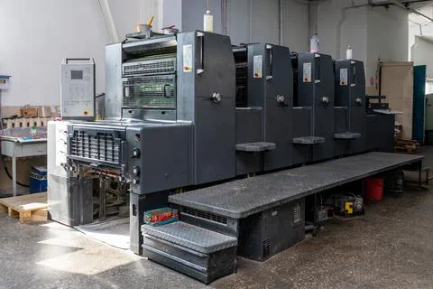 Printing Sheets Conveyor Wheels Machine Printer Production Equipment Stock Photos