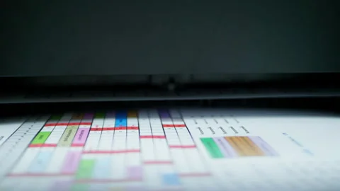 Printing some colored documents on A4 papers using a laser inkjet printer. 스톡 동영상 253160965