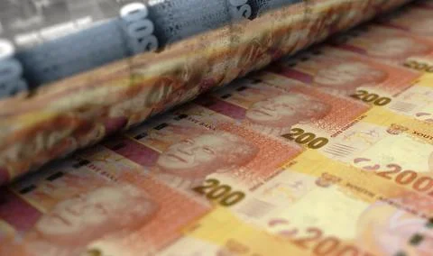 Printing South African Notes Stock Illustration
