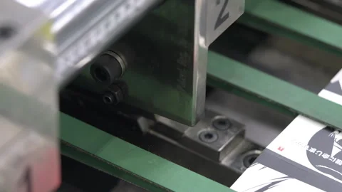 Printing stage on cardboard sheets moving along conveyor Stock Footage 295151858