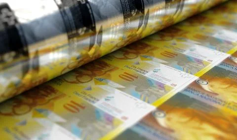 Printing Swiss Franc Notes イラスト素材