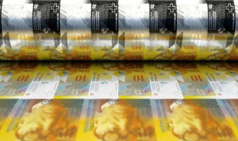 Printing Swiss Franc Notes イラスト素材