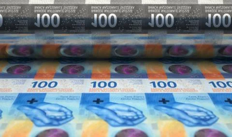Printing Swiss Franc Notes Foto stock