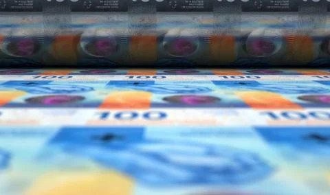 Printing Swiss Franc Notes Stock Photos