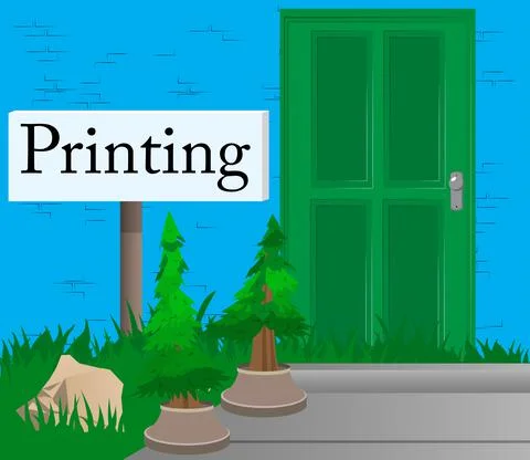 Printing text with front door background. Bar, Cafe or drink establishment fr Stockillustratie